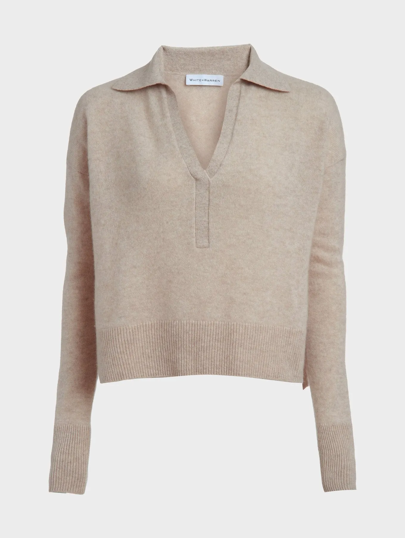 White   Warren - Recycled Cashmere Polo Sweater in Putty