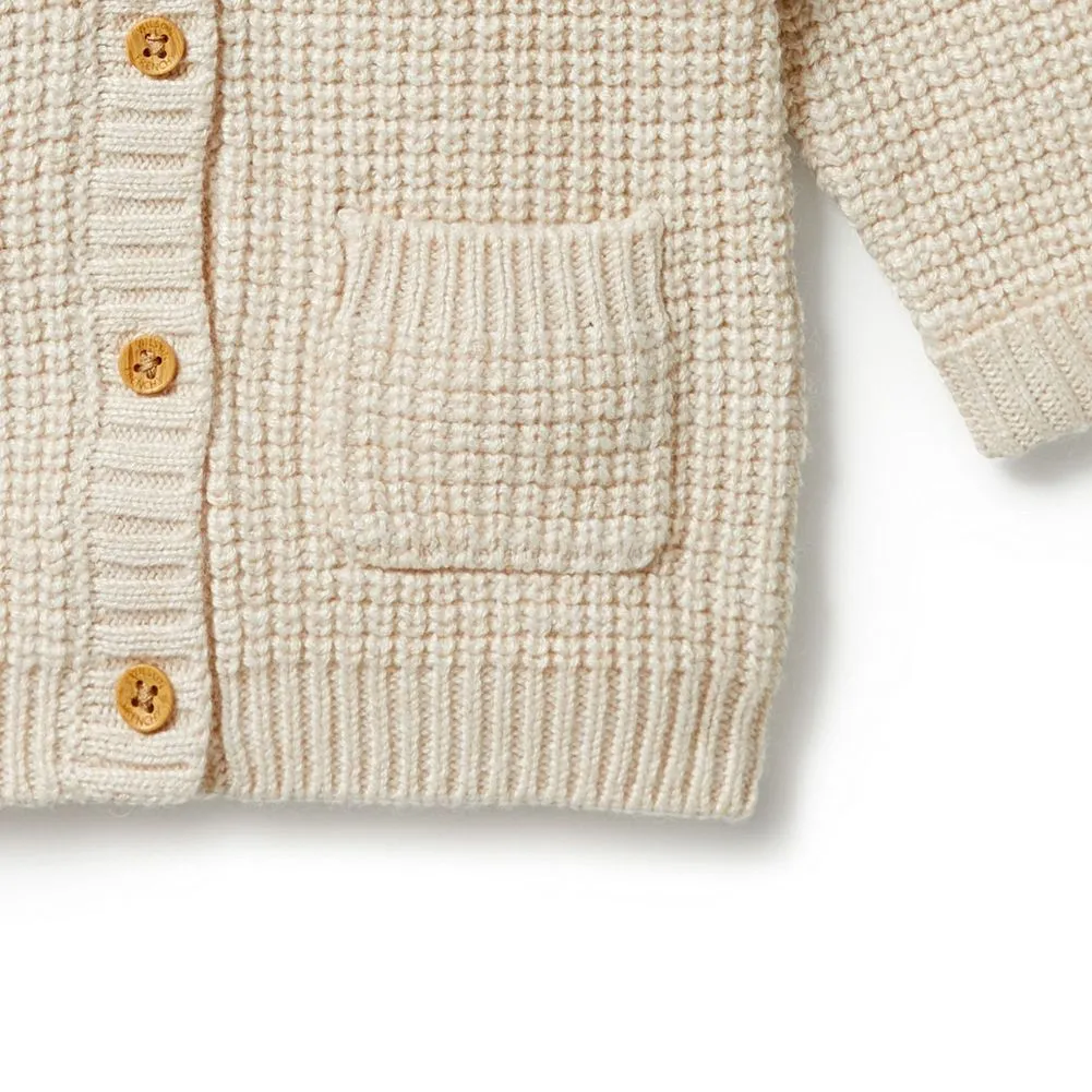 Wilson Frenchy Knitted Button Cardigan - Sand Melange (3-6 Months, 6-8 Kg)