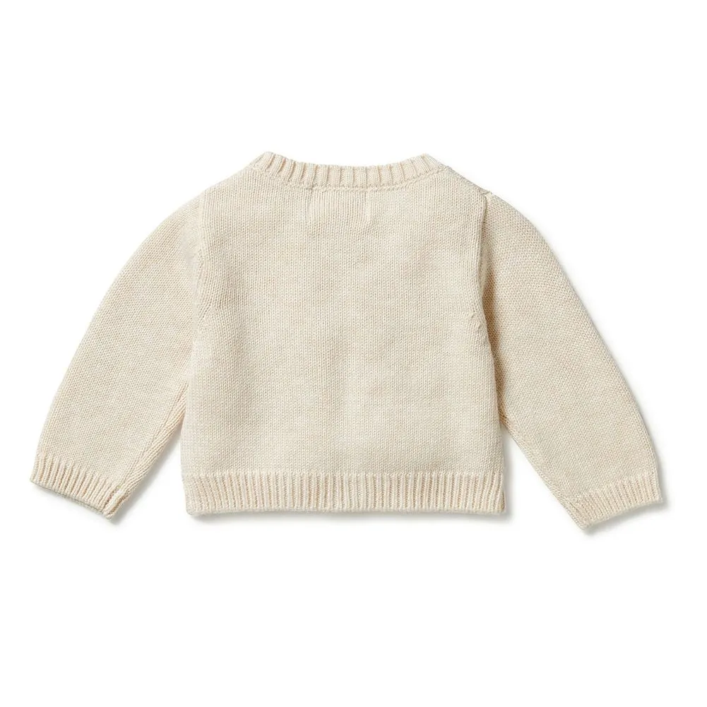 Wilson Frenchy Knitted Ruffle Cardigan - Sand Melange (3-6 Months, 6-8 Kg)