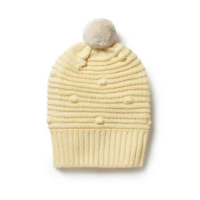 Wilson   Frenchy Knitted Spot Hat Pastel Yellow