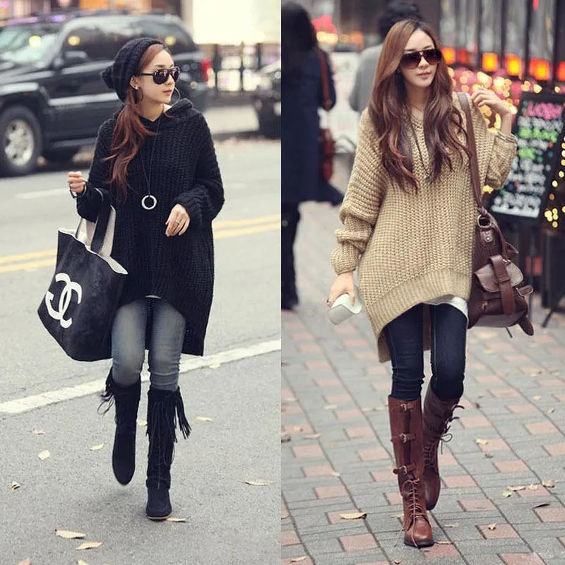 Women Irregular Long Loose Knitted Sweaters