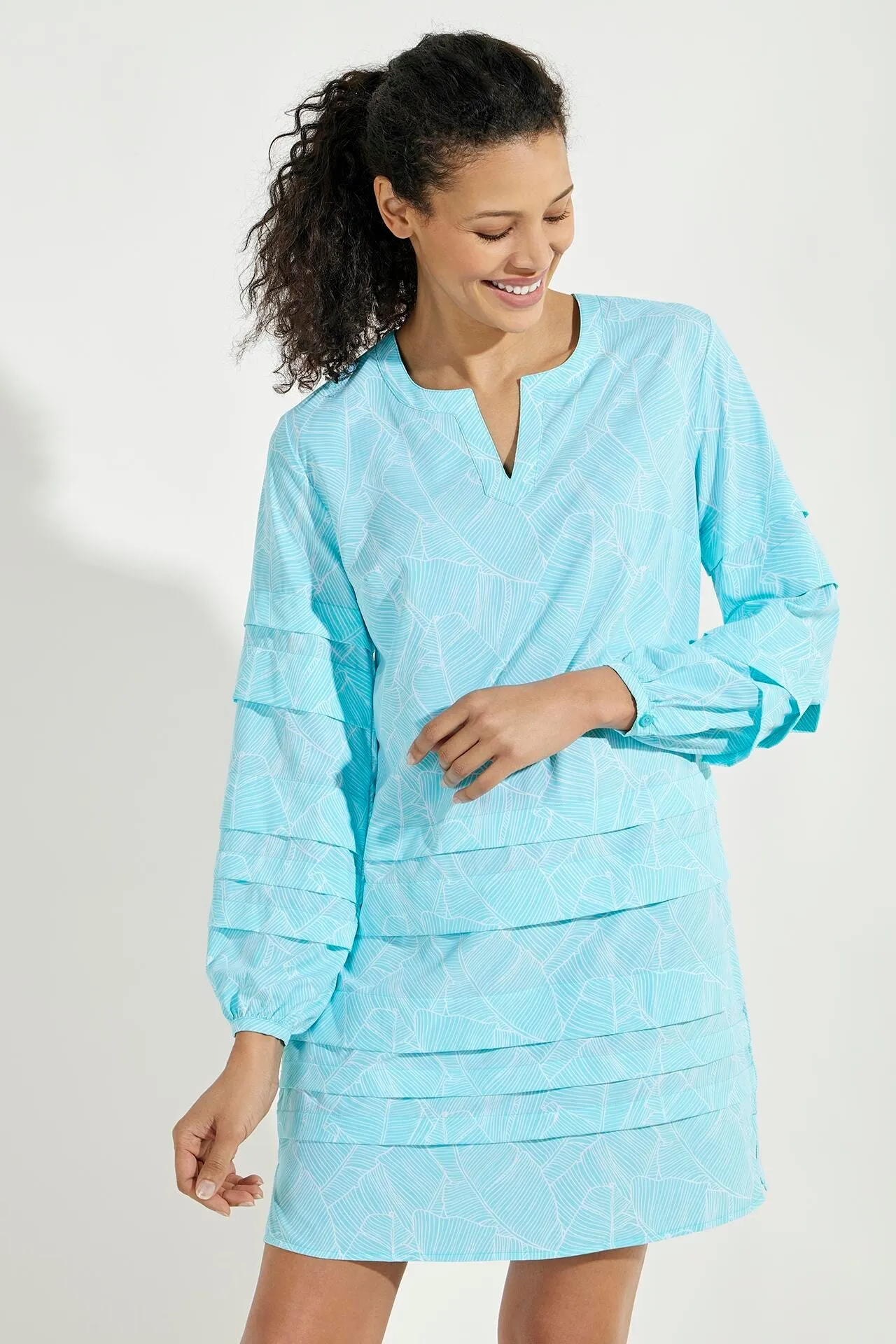 Women's Kallithea Cover-Up Dress  |  Bay Aqua Deco Palm