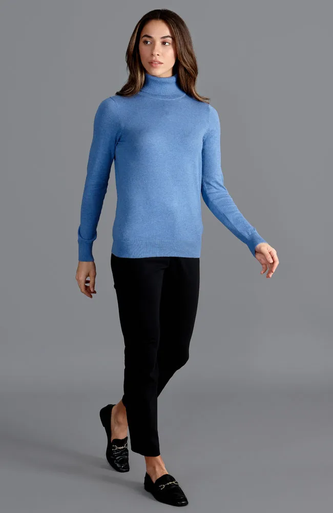 Womens Ultra Fine Cotton Roll Neck Long Sleeve Jumper