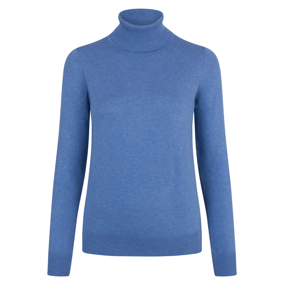 Womens Ultra Fine Cotton Roll Neck Long Sleeve Jumper