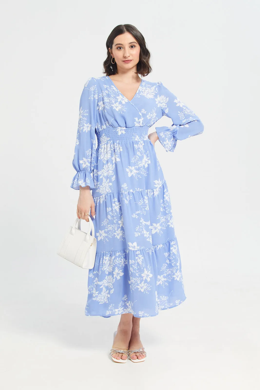 Wrap Crepe Printed Dress